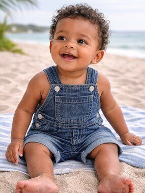 NWT OshKosh B’gosh Baby Boy Denim Shortall 9 Months Genuine Baby Overalls Blue